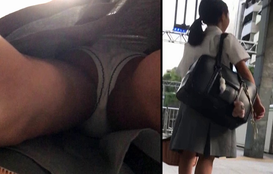 【下から】人気制服ＪＫ接写編ＰＡＲＴ３【突っ込み】