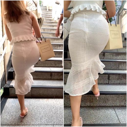 《純白Tバックが丸透け！！！》 No.1715【エロいランジェリーが透ける着衣尻】