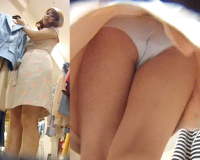 HD高画質パンチラ逆さ撮り　これぞ！ザ・エロカワ店員さん！　エッチなフロント見えまくりです！