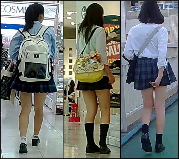 【高画質】制服白パン逆さ撮りＮｏ４