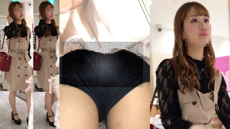 4K bomb_k118 色白美人のミニワンピ生足ギャル、重ねに映るPライン エスカめくり